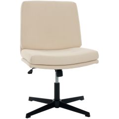 Cadeira Giratória Flexy Coris Base Preta e Tecido Creme