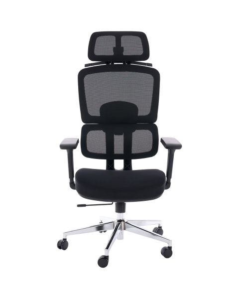 Cadeira de Escritório Comfy Aura Preta Tela Mesh Preta, Braço 4D e Assento e Encosto Ajustáveis