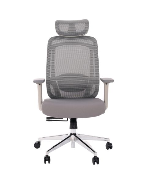 Cadeira de Escritório Comfy Aurora Cinza Mesh Cinza, Braço 3D, Assento Deslizante e Relax