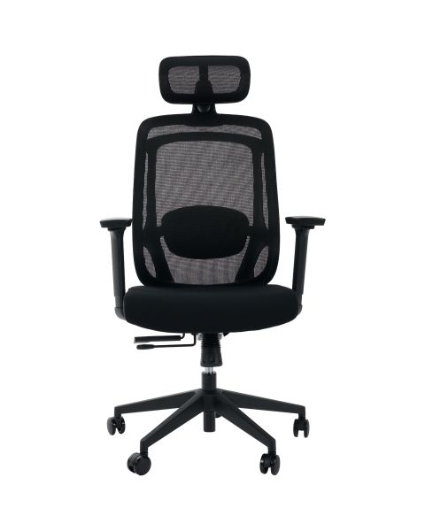 Cadeira de Escritório Comfy Aurora Preta Mesh Preta, Braço 3D, Assento Deslizante e Relax