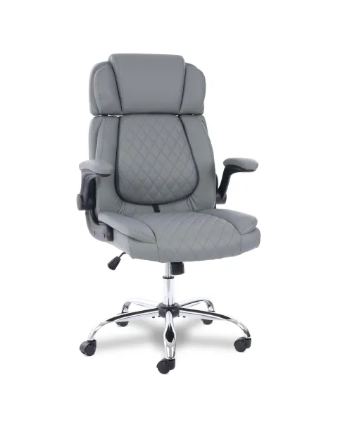 Cadeira de Escritório Comfy ErgoCush Estofada Cinza, Base Giratória e Relax Avançado