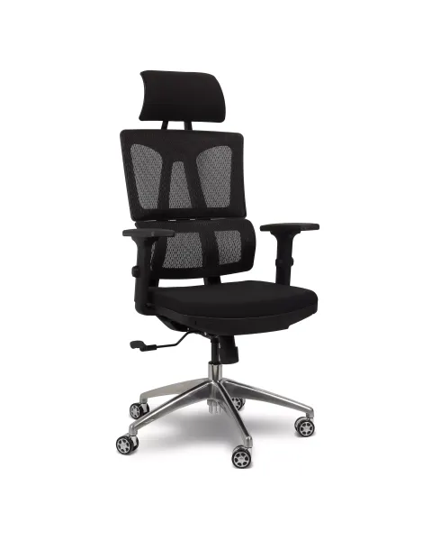 Cadeira de Escritório Comfy ErgoFuture Tela Mesh Preta, Base Alumínio Relax Avançado