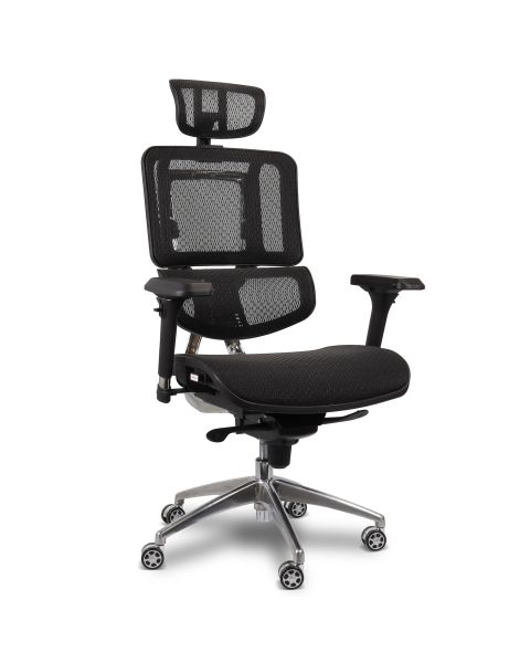 Cadeira de Escritório Comfy Ergofy Top Tela Mesh Preta, Estrutura em Alumínio e 10 Regulagens