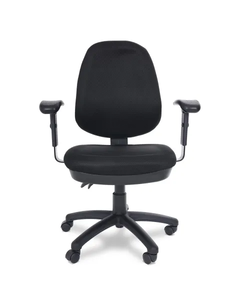 Cadeira de Escritório Comfy Start Estofada Preta, Giratória, Relax Avançado e Encosto Ajustável