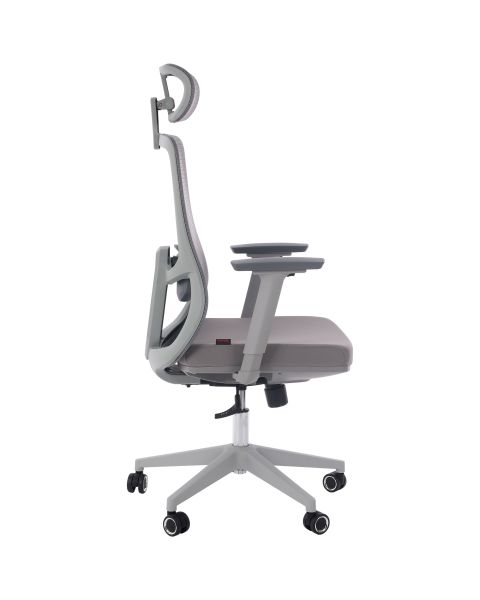 Cadeira de Escritório Comfy Turya Tela Mesh Cinza, Base Giratória e Braço 3D e Relax Avançado