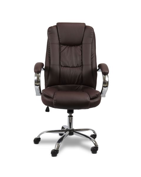 Cadeira de Escritório Comfy Virtuous Marrom, Base Giratória e Sistema Relax