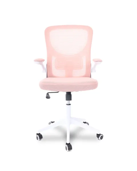 Cadeira de Escritório Flexy Way Branca Tela Mesh Rosa, Base Giratória e Sistema Relax - Comfy