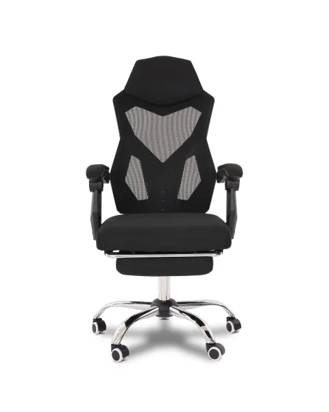 Cadeira de Escritório Flexy Evo Preta Tela Mesh Preta, Giratória, Descanso de Pés e Relax