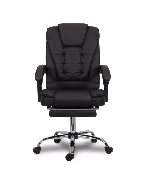 Cadeira de Escritório Comfy Marshal Preta, Base Giratória, Apoio de Pés e Sistema Relax Avançado