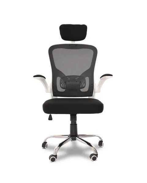Cadeira de Escritório Flexy Way Plus Branca Tela Mesh Preta, Base Giratória e Sistema Relax