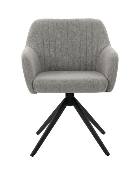 Cadeira Giratória Flexy Clari Base Metal Estofada em Linho Cinza