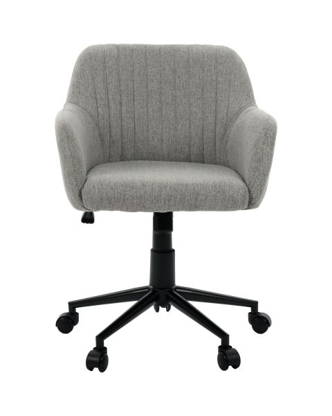 Cadeira Giratória Flexy Clari SW Base Metal Estofada em Linho Cinza