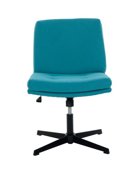 Cadeira Giratória Flexy Coris Base Preta e Tecido Azul Mediterrâneo