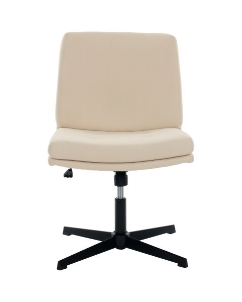 Cadeira Giratória Flexy Coris Base Preta e Tecido Creme